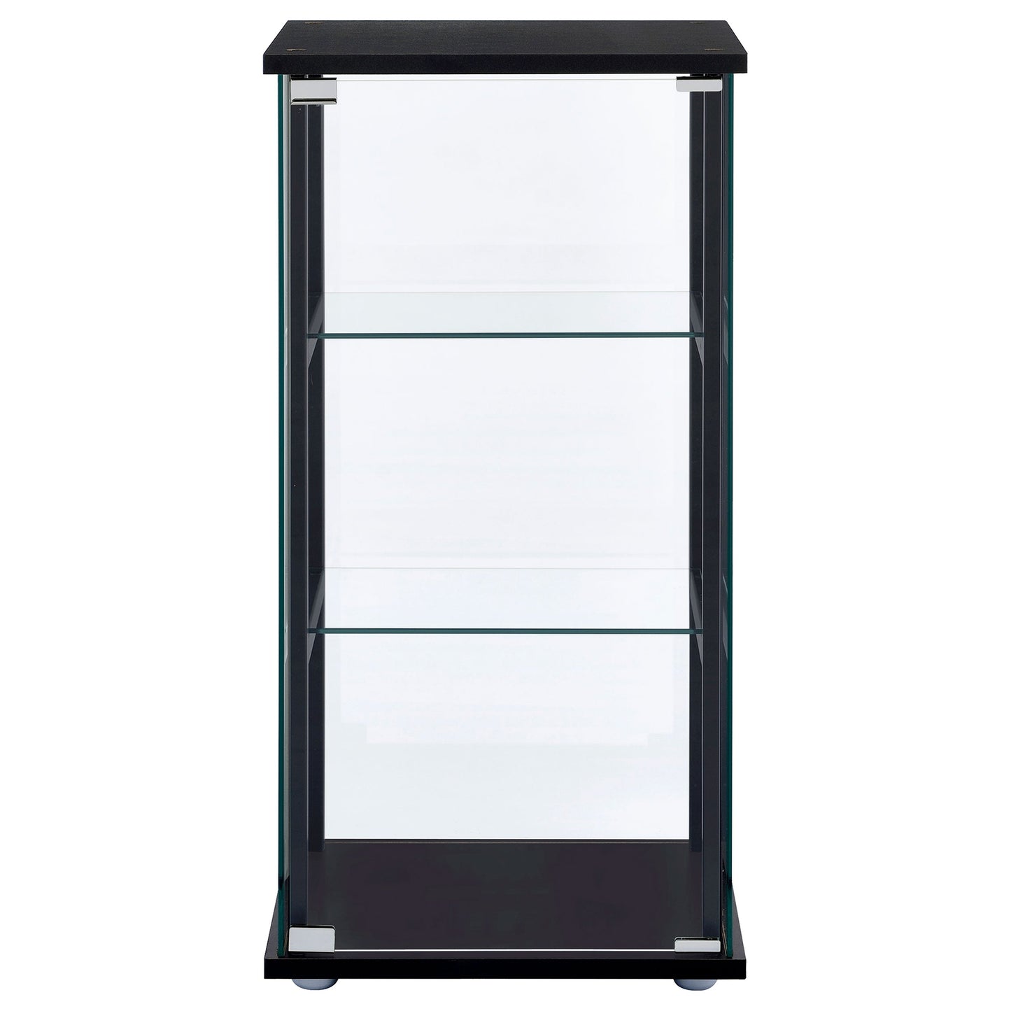Cyclamen 3-shelf Clear Glass Curio Display Cabinet Black