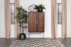 Gabinete de bar para el hogar Borman de 2 puertas para almacenamiento de vinos en nogal y negro