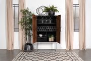 Gabinete de bar para el hogar Borman de 2 puertas para almacenamiento de vinos en nogal y negro