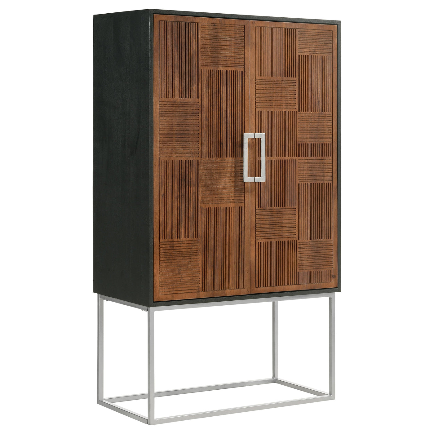 Gabinete de bar para el hogar Borman de 2 puertas para almacenamiento de vinos en nogal y negro