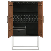 Gabinete de bar para el hogar Borman de 2 puertas para almacenamiento de vinos en nogal y negro