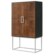 Gabinete de bar para el hogar Borman de 2 puertas para almacenamiento de vinos en nogal y negro