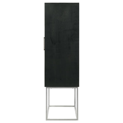 Gabinete de bar para el hogar Borman de 2 puertas para almacenamiento de vinos en nogal y negro