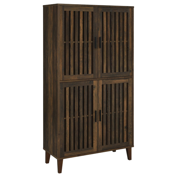 Gabinete alto decorativo de madera de ingeniería Elouise de 4 puertas Pino oscuro