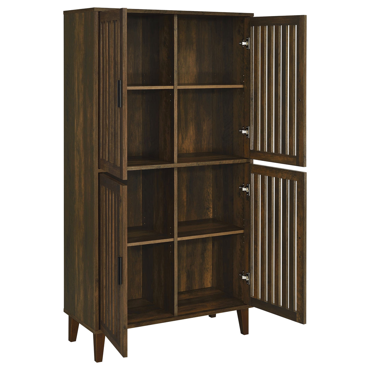 Gabinete alto decorativo de madera de ingeniería Elouise de 4 puertas Pino oscuro