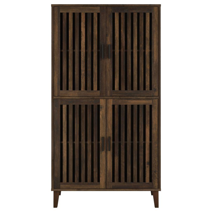 Gabinete alto decorativo de madera de ingeniería Elouise de 4 puertas Pino oscuro