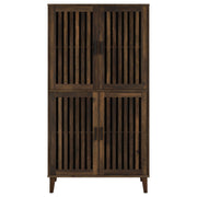 Gabinete alto decorativo de madera de ingeniería Elouise de 4 puertas Pino oscuro