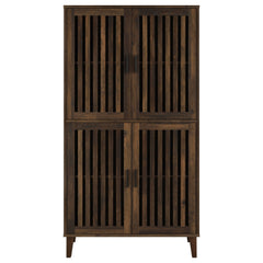 Gabinete alto decorativo de madera de ingeniería Elouise de 4 puertas Pino oscuro
