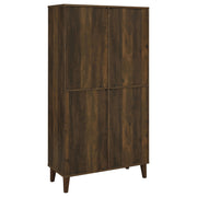 Gabinete alto decorativo de madera de ingeniería Elouise de 4 puertas Pino oscuro