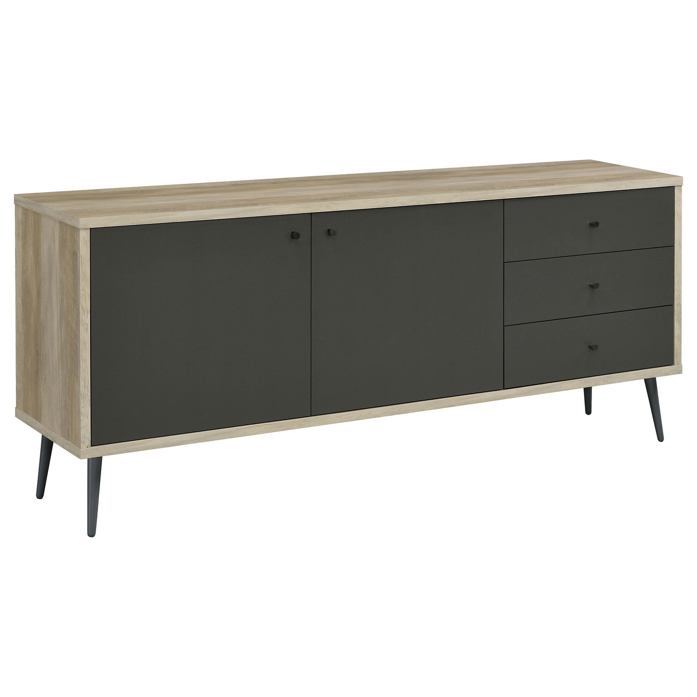 Gabinete de madera de ingeniería de 2 puertas Maeve, pino antiguo y gris