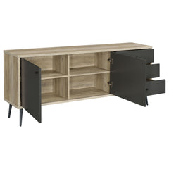 Gabinete de madera de ingeniería de 2 puertas Maeve, pino antiguo y gris