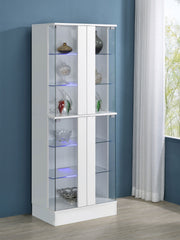 Vitrina de curiosidades LED Cabra de 4 puertas, color negro brillante