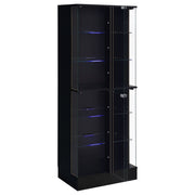 Vitrina de curiosidades LED Cabra de 4 puertas, color negro brillante
