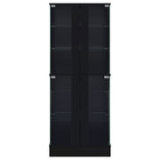 Vitrina de curiosidades LED Cabra de 4 puertas, color negro brillante