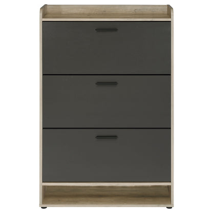 Zapatero Denia de 3 niveles de madera de ingeniería, color gris