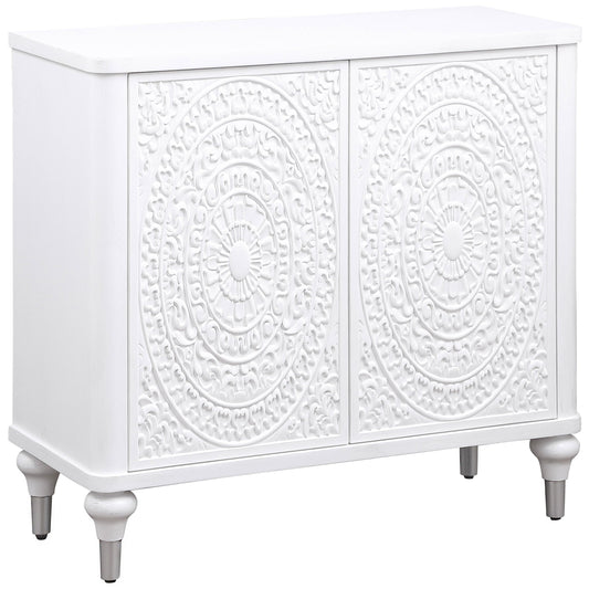Mueble auxiliar Cardella Mandala de 2 puertas, blanco envejecido