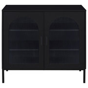 Gabinete decorativo Jess de 2 puertas con vidrio acanalado arqueado, color negro