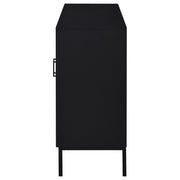 Gabinete decorativo Jess de 2 puertas con vidrio acanalado arqueado, color negro