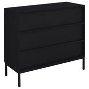 Gabinete decorativo Jess de 2 puertas con vidrio acanalado arqueado, color negro