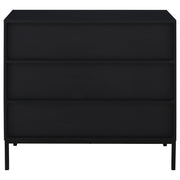 Gabinete decorativo Jess de 2 puertas con vidrio acanalado arqueado, color negro