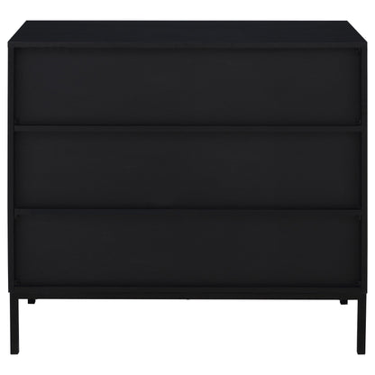 Jess 2-door Arched Fluted Glass Accent Cabinet Black