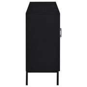 Gabinete decorativo Jess de 2 puertas con vidrio acanalado arqueado, color negro