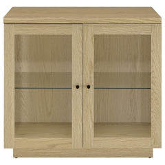 Tilbury 2-door Glass Front Accent Display Cabinet Light Oak
