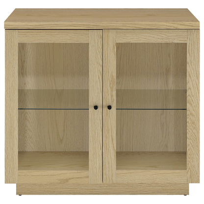 Tilbury 2-door Glass Front Accent Display Cabinet Light Oak