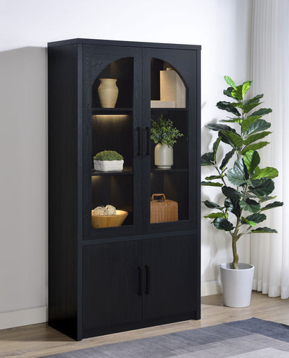 Riva 4-door Tall Accent Display Cabinet LED Lighting Black