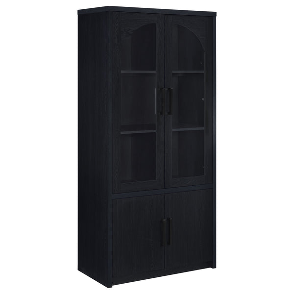 Riva 4-door Tall Accent Display Cabinet LED Lighting Black