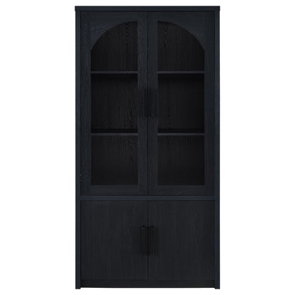 Riva 4-door Tall Accent Display Cabinet LED Lighting Black