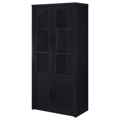 Riva 4-door Tall Accent Display Cabinet LED Lighting Black