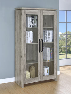Gabinete alto de madera de ingeniería de 2 puertas Alejo, color gris Driftwood