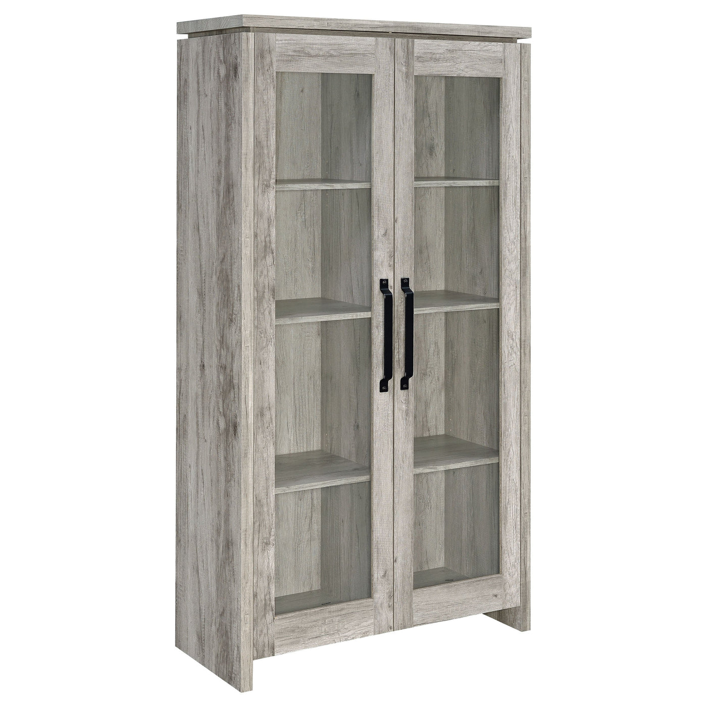 Gabinete alto de madera de ingeniería de 2 puertas Alejo, color gris Driftwood