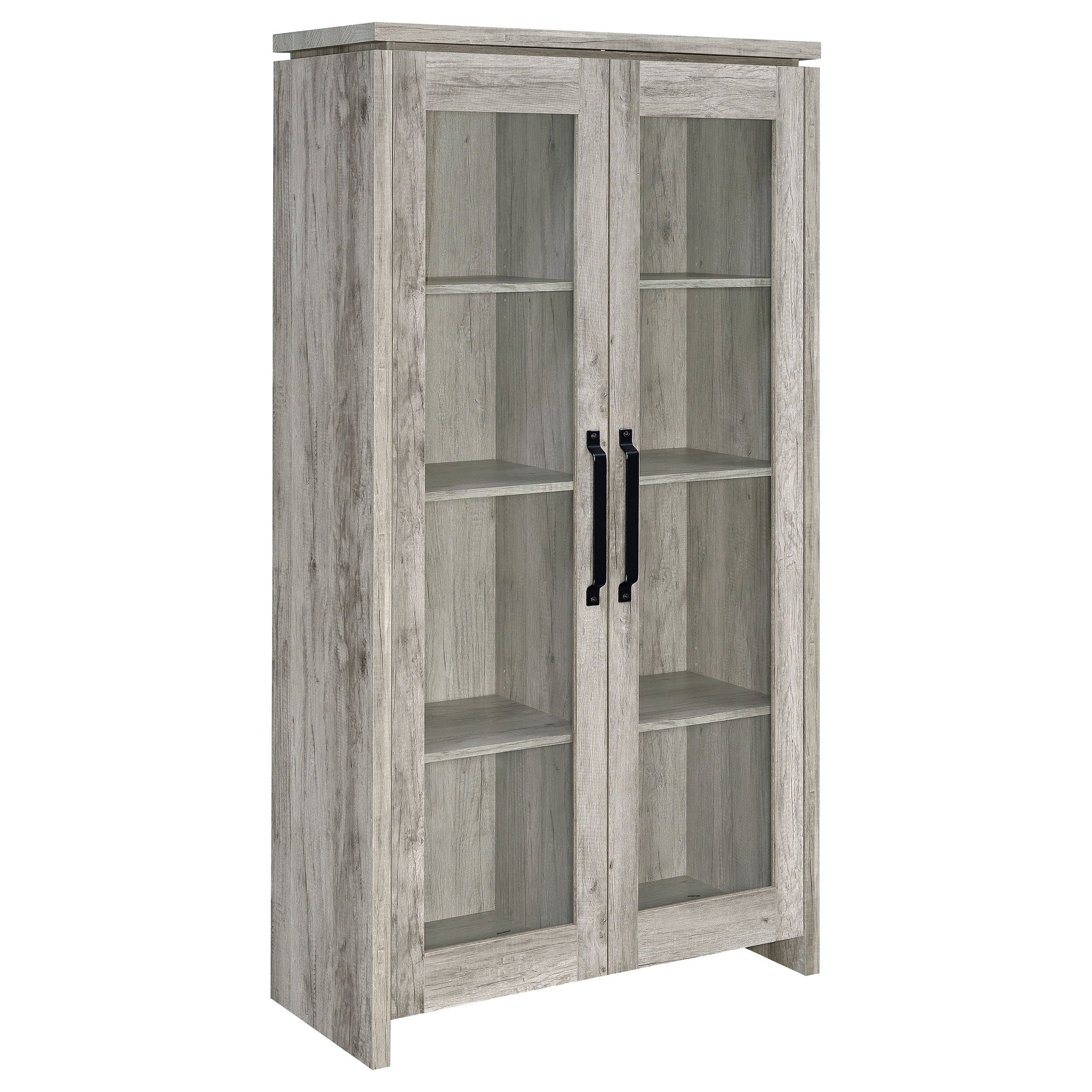 Gabinete alto de madera de ingeniería de 2 puertas Alejo, color gris Driftwood