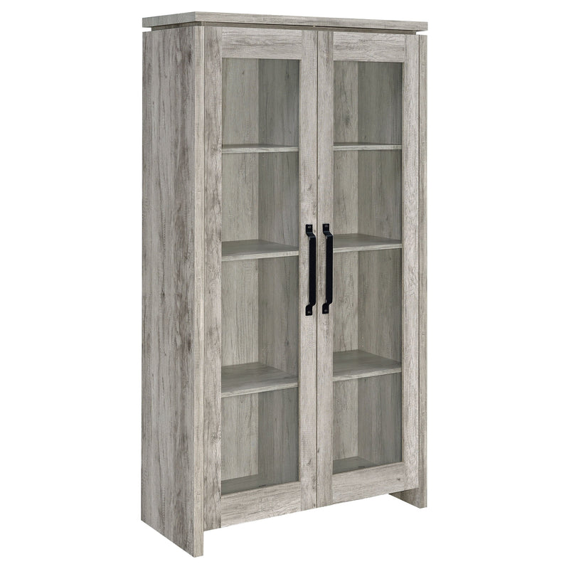 Gabinete alto de madera de ingeniería de 2 puertas Alejo, color gris Driftwood