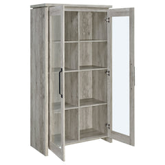 Gabinete alto de madera de ingeniería de 2 puertas Alejo, color gris Driftwood