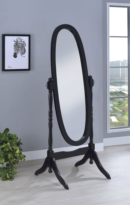 Espejo de cuerpo entero de madera Foyet con longitud ajustable, color negro