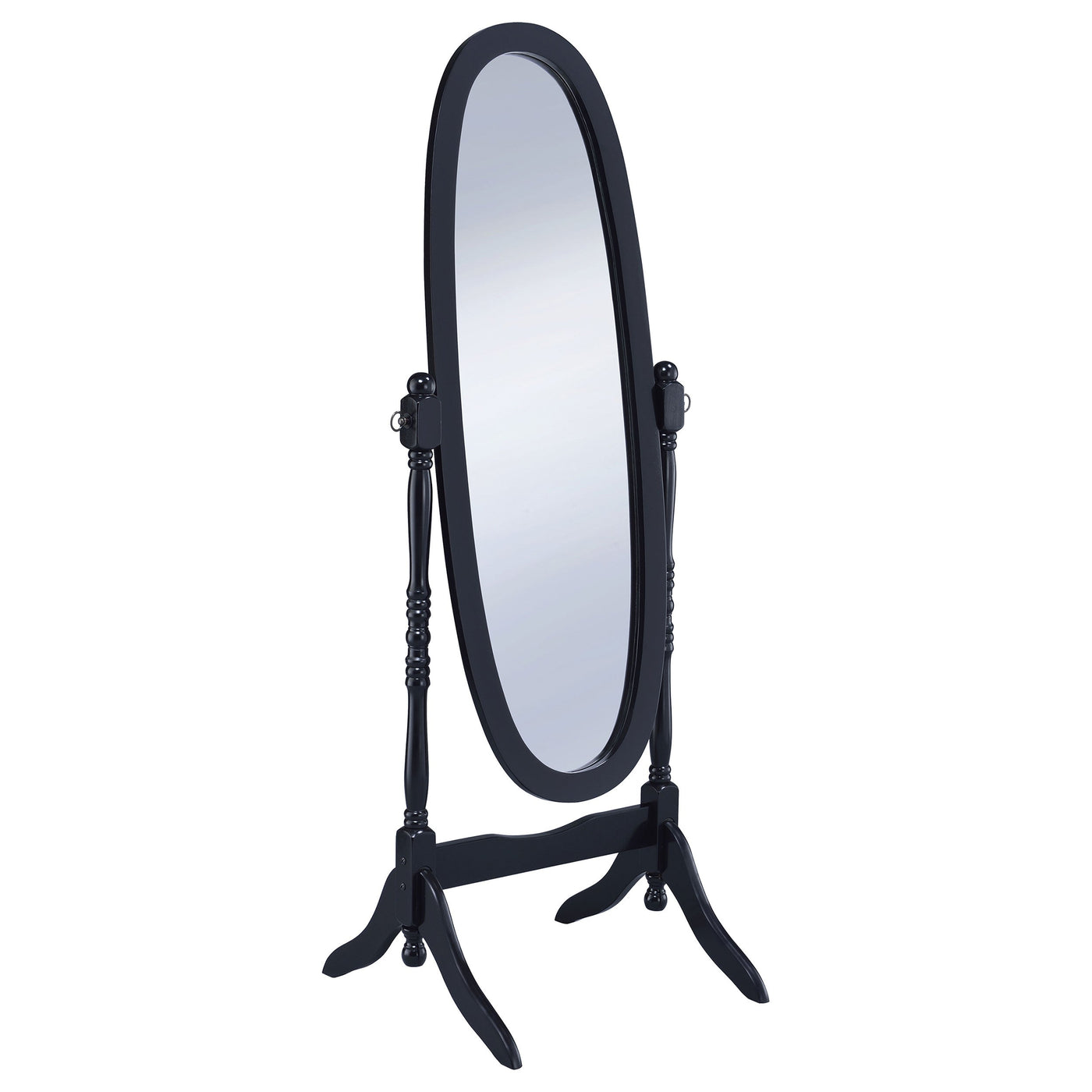Espejo de cuerpo entero de madera Foyet con longitud ajustable, color negro