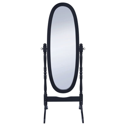 Espejo de cuerpo entero de madera Foyet con longitud ajustable, color negro