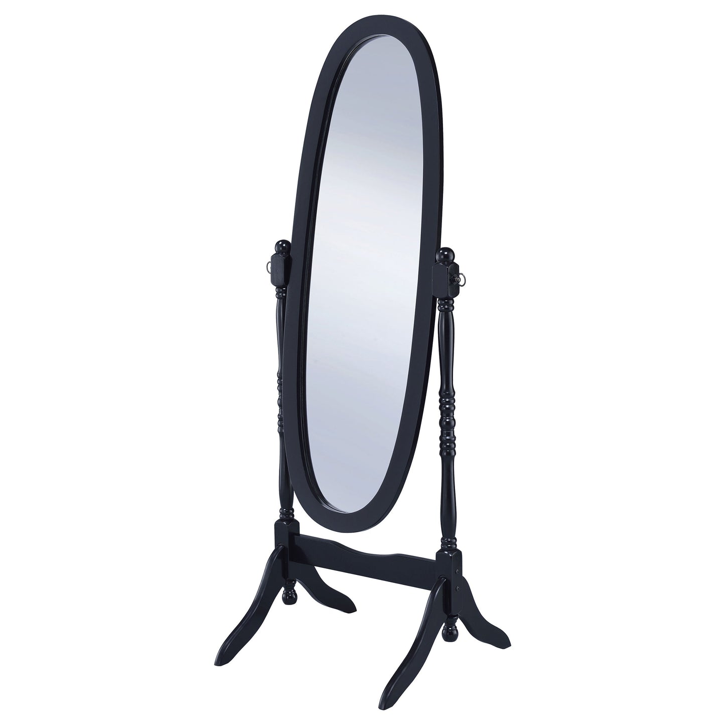 Espejo de cuerpo entero de madera Foyet con longitud ajustable, color negro