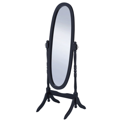 Espejo de cuerpo entero de madera Foyet con longitud ajustable, color negro