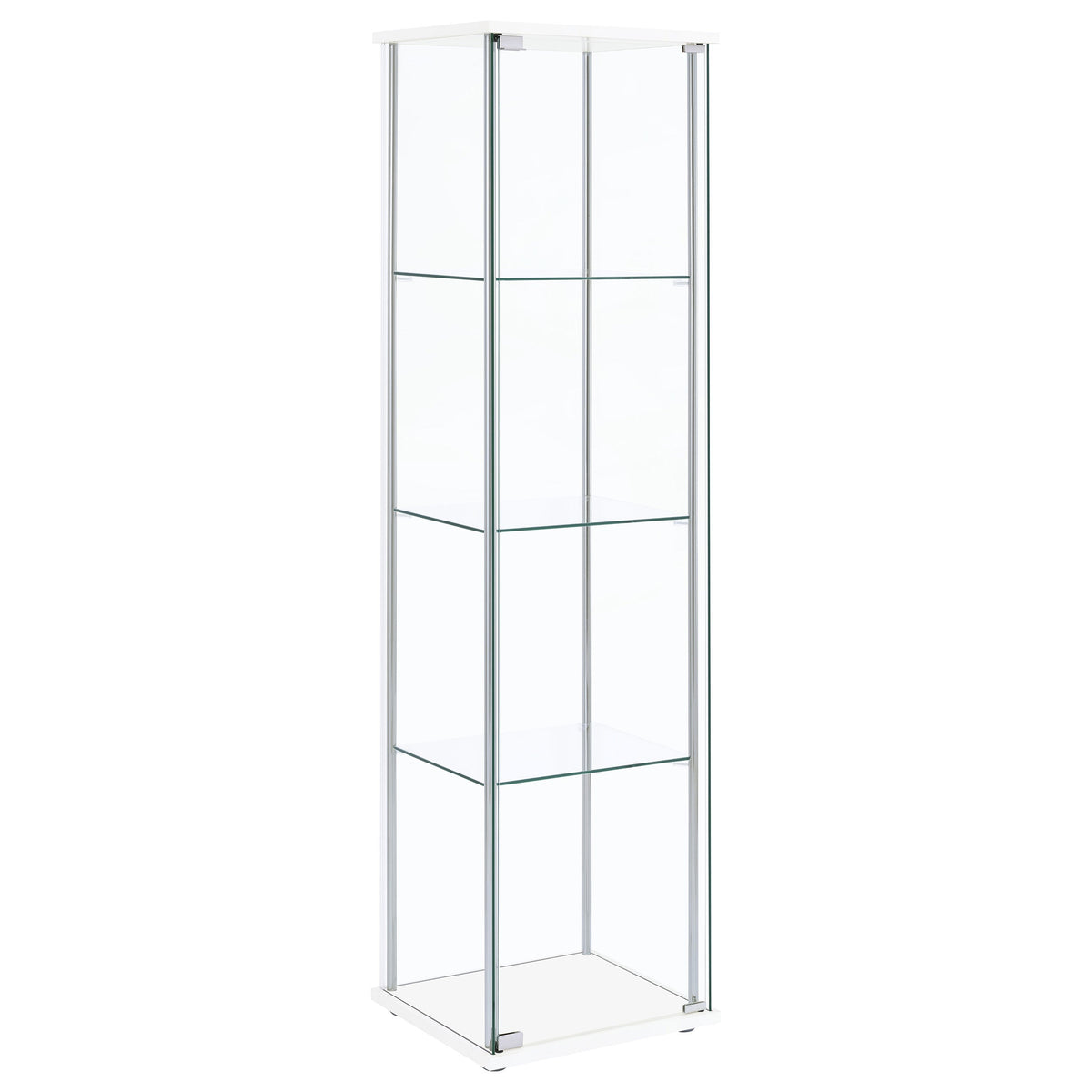 Bellatrix 4-shelf Clear Glass Curio Cabinet Cappuccino