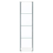 Vitrina de curiosidades Bellatrix de 4 estantes de vidrio transparente, color capuchino
