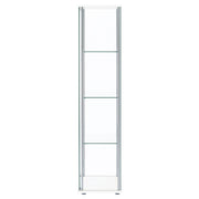 Vitrina de curiosidades Bellatrix de 4 estantes de vidrio transparente, color capuchino