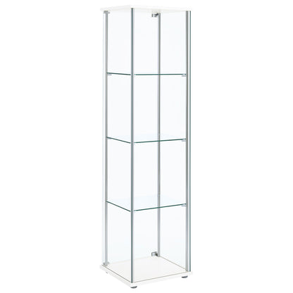 Vitrina de curiosidades Bellatrix de 4 estantes de vidrio transparente, color capuchino