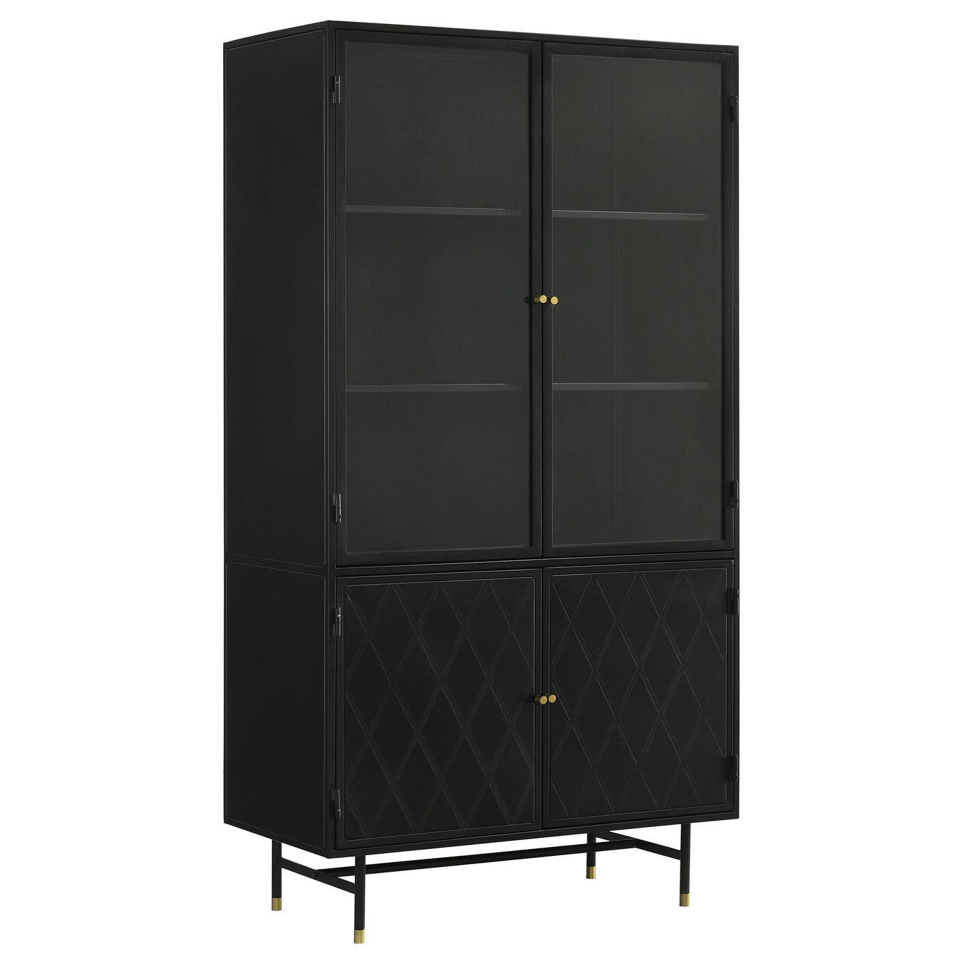 Gabinete de almacenamiento alto de metal Santiago de 4 puertas, negro mate