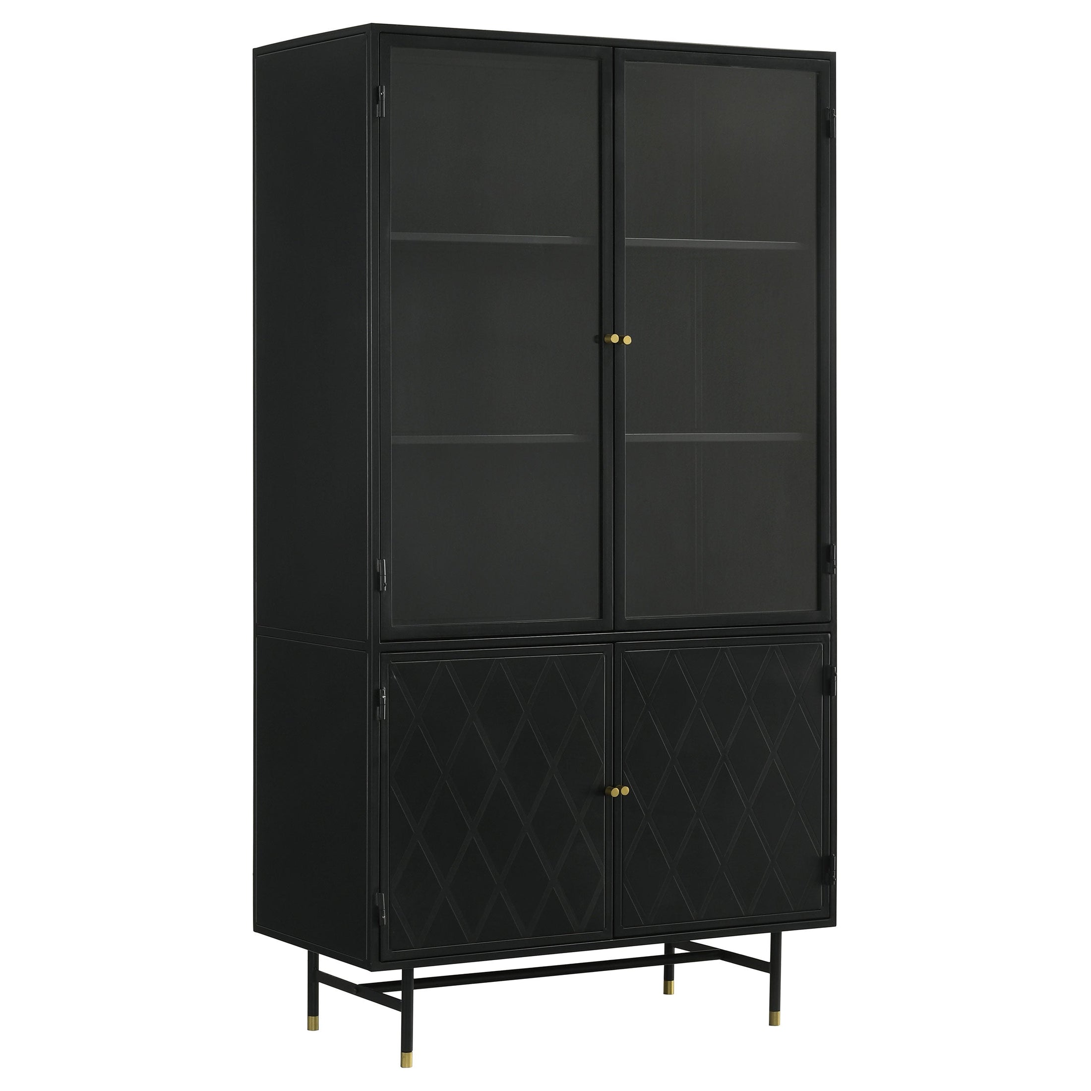 Gabinete de almacenamiento alto de metal Santiago de 4 puertas, negro mate