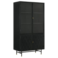 Gabinete de almacenamiento alto de metal Santiago de 4 puertas, negro mate