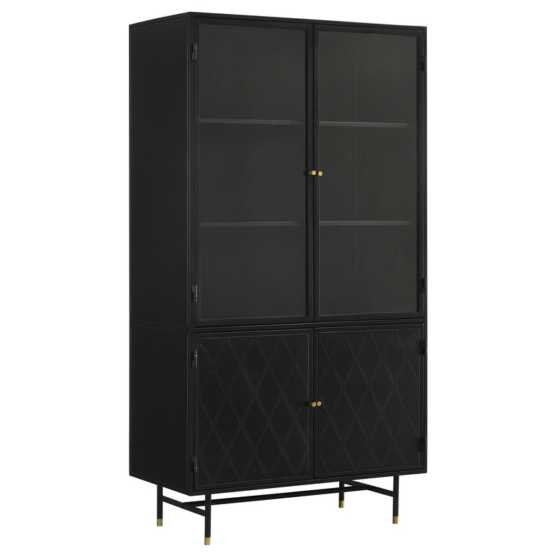 Gabinete de almacenamiento alto de metal Santiago de 4 puertas, negro mate